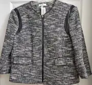 PRIMARK MINGLED BLACK & WHITE / BLACK LINED SIZE 14 JACKET