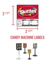 (5) CANDY MACHINE STICKERS - U-TURN - NUTRITION INFO - Skittles - 5" x 3.5"