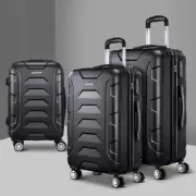 3 PCS Travel Luggage Trolley Set Hard Shell Suitcase Aluminium Handle Black