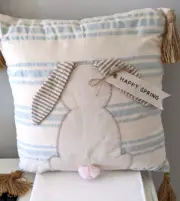 "Happy Spring" Bunny Pillow by Mud Pie New