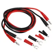 Banana Plug to Banana Plug Test Leads, Wire with Alligator Clip Fork, Red Black