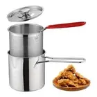 Deep Fryer Frying Pot with Basket 304 Stainless Steel Sturdy Multipurpose