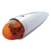 Chrome Die Cast Torpedo Cab Light w/ Original Lens & 1156 Bulb - Dark Amber