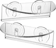Kisangel 2Pcs Transparent Acrylic Suction Cup Plant Holders Load Bearing Bracket for Window Shelf for Kitchen Spice Bottles Bonsai Display Garden Potting Racks