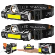 2-Pack USB Rechargeable Waterproof LED Headlamp Headlight Flashlight US