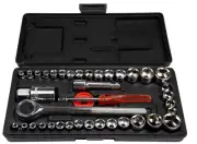 40 Piece Ratcheting Socket Wrench Set Metric & Standard 6-Point Hex Chrome New