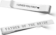 [Borhmty] Father of the Bride Groom Gifts from Groom Bride Marriage Wedding Tie Clips for Men Father In Law Tie Bars 2pcs
