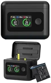Battery Charger Set for Insta360 X5,Portable for Insta360 x5 Utility Fast Charge Case,Simultaneous Charging of 2 Batteries with Misro SD Card Slots,for Travel,Outdoor,Long-Distance Work (Black)