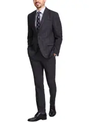 Kenneth Cole Reaction Mens Slim-Fit Stretch Suit 41 Regular Charcoal Pants 34W