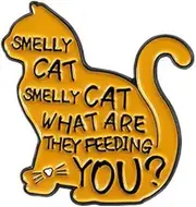 [Aboniton] Smelly Cat Enamel Pin What Are They Feeding You ,Funny Cute Cat Enamel Pins for Backpacks Hat Bags, Alloy Steel