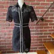 •NEW Sandro Paris Livy Black Lace Dress Size 36 NWT