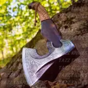 Hatchet Customized Hand Forged High Carbon Steel Viking Throwing AXE Ash Wood