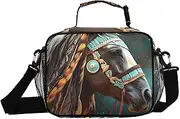 Chief Horse Starry Insulated Lunch Box for Women Men - Ideal for Work, Picnics - Includes Adjustable Shoulder Strap
