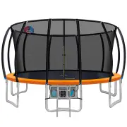 16FT Trampoline for Kids w/ Ladder Enclosure Safety Net Rebounder Orange
