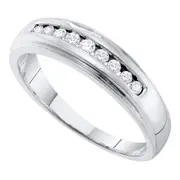 14k White Gold Round Diamond 5mm Wedding Band Ring 1/4 Cttw