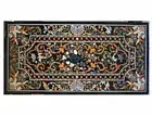 6'x3' Coffee Table Top for Home Decor Floral Inlay Black Marble Table dining