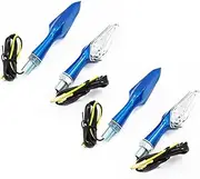 TDR 2 Pairs Blue Alloy LED Motorcycle Indicators Universal Fit Motorbike 12V Amber Turn Signals