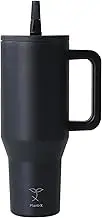 Plant-X Premium Tumbler with Flip Straw | Leak-Proof, Double-Walled, and Vacuum Insulated | Travel-Friendly, and Easy-Grip Handle | 40 oz / 1.18 L (Black)
