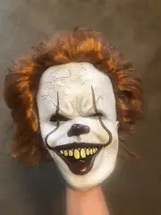 IT Chapter 2 Rubie's Pennywise Overhead Mask with Attached Hair - Halloween