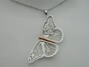 Welsh Clogau Sterling Silver & 9ct Rose Gold Large Butterfly Locket