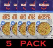 5x SWANSON Chicken Broth 100% Natural UNSALTED GLUTEN FREE - 32 oz Carton 5 PACK