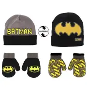 DC Comics Toddler Reversible Winter Hat and Mittens Set, Batman Beanie Ages 2-4