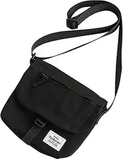 [Lizbin] Small Crossbody Bag for Men, Canvas Messenger Bag Shoulder bag, Mens Crossbody Bag Travel Bag Man Purse Mens Bag, Unisex Small Shoulder Bag for Phone Passport (Black)
