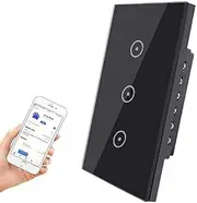 WiFi Light Switch 3gang UseeLink Smart Wall Switches Compatible with Alexa Google Home Assistant Glass Touch Panel Mount Switches Support Voice/Timer/APP Control