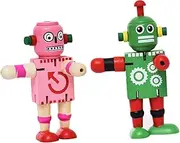 KOMBIUDA 2pcs Boys and Girls Wooden Robot Toys Educational Toys for Toddlers Bright Colors and Safe Design Random Style