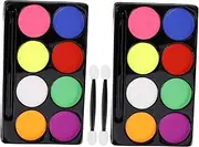 Halloween Party Boys and Girls Makeup 2 x 8- Oil Body Face Paint Palette Quick Wash-off Safe for Sk