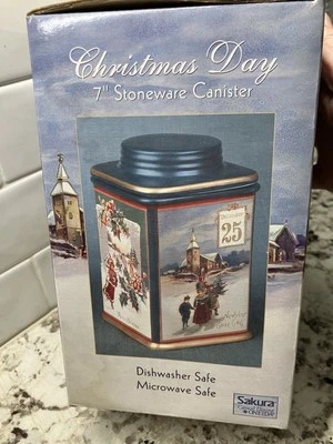 New Oneida 7” Stoneware Canister— Christmas Day