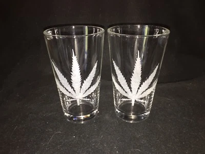 Pot Leaf Hand Etched (with a Dremel) Pint Glasses!