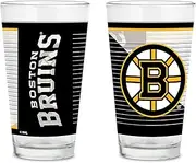 Rico Industries NHL Hockey Boston Bruins 16 oz Pint Glasses with Digitally Printed Logo, Set of 2 Classic Drinking Glasses, for Fans, Dishwasher Safe, Great for Water, Beer, and More