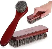 Healvian 2pcs Horsehair Shine Brush for Shoes Boot Cleaning Horsehair Shoe Brush Leather Boot Care Kit