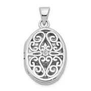 Sterling Silver Rhodium-Plated Diamond Accent Filigree Oval 22mm Locket