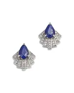 Bloomingdale's Fine Collection Blue Sapphire & Diamond Pear Stud Earrings in 14K White Gold