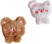 [Generic] 2Pcs Cute Plush Animal Bear Brooch Adorable Brooches for Hats Backpacks Clothes Crafts Unique for Fashion Accessories present Giving