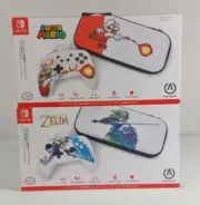 2 Nintendo Switch Super Mario ZeldaPower A Wired Controller Slim Case Fire Ball