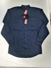 2 X Big Bee Shirt Button Up Work Top Mens XL Navy Blue Brand New