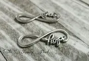 3 Infinity Pendants Connectors Antiqued Silver Link Charms HOPE Inspirational