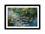 Lily Flowers In Lake Canvas Painting Print