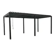 Backyard Discovery Sarasota 6m x 3m Galvanized Steel Louvered Pergola with Adjustable Sunshade Roof and PowerPort