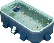 Damei century Non-Inflatable Kids' and Adults' Outdoor Swimming Pool (116" x 65" x 21"), Foldable, Hard Plastic Shell, Kid Pool for Backyard Dog Pools, Blue