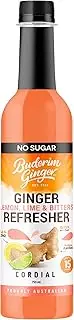 Buderim Ginger Lemon Lime Bitters NO SUGAR Cordial – Makes 15 Drinks, 750 mL Bottle, Delicious and Refreshing!