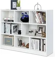 Costway 3-Tier Wood Storage Cube Bookcase, 8 Cube Open Shelf Storage Cabinet, Multipurpose Bookshelf, Display Shelf for Living Room, Bedroom, Kid's Playroom, Reading Nook