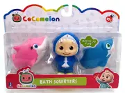 NIP CocoMelon Coco Melon Bath Squirters 3 Figure Toys Pink Blue Sharks 2020