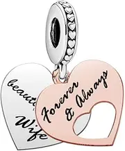 [NARTGO] Forever And Always Love Charm Compatible With Pandora Charms Bracelets, Copper, No Gemstone