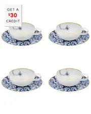 Vista Alegre Transatlantica Tea Cup And Saucers (Set Of 4) with $30 Credit