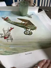 Vintage 1967 WWI War German British USA Aircraft Planes Art By Daneen Lot Of 6