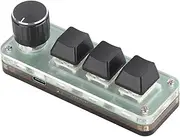 Jectse OSU Keypad, 3 Keys One Handed Macro Mechanical Keyboard with Knob, Programmable Macro Keypad, RGB Backlit, USB Powered